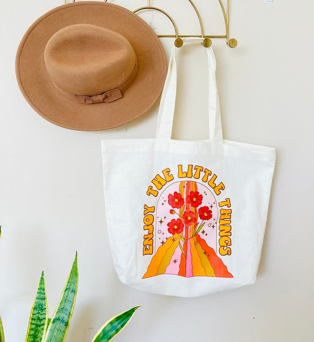 Enjoy the little Things Floral Tote Bag NWOT